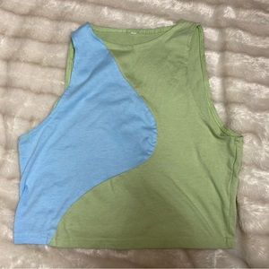 Blue and green crop tank top